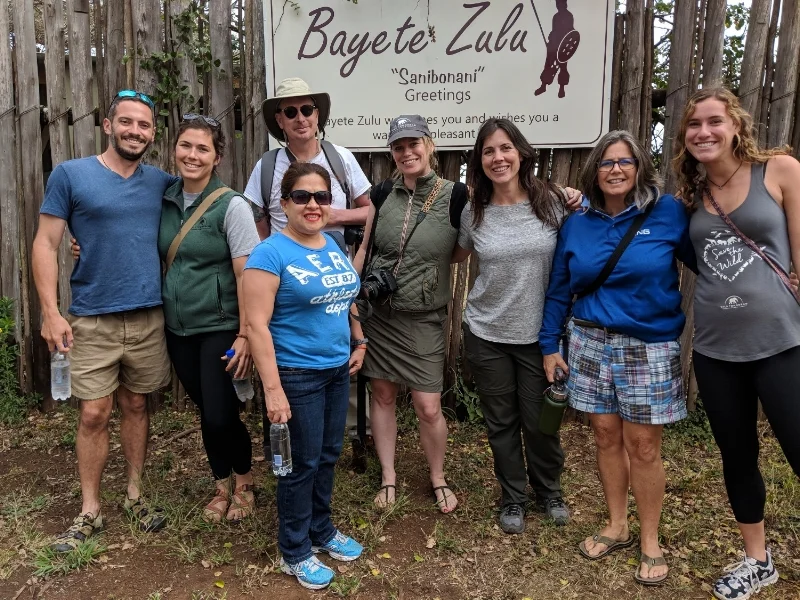 The team outside Bayete Zulu Reserve after meeting the habituated elephants