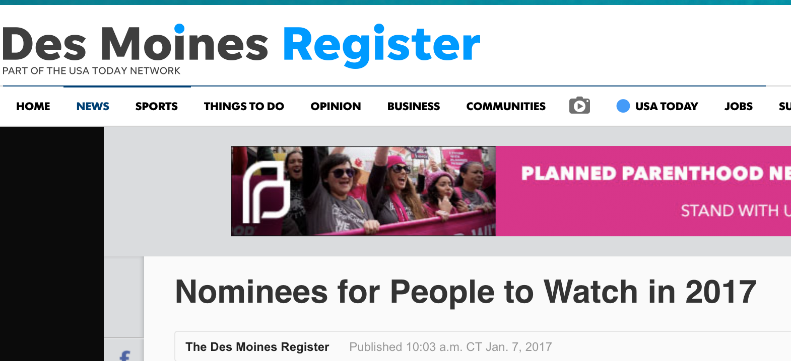 Des Moines Register's Nominees for People to Watch in 2017