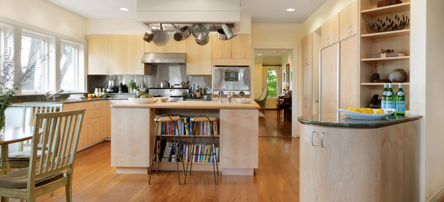 Contemporary Maple Slab Kitchen — Simpson Cabinetry
