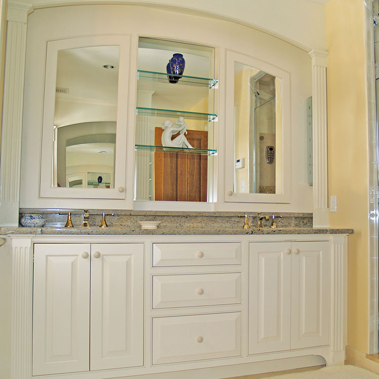 Custom Bathroom Vanities And Cabinets, Double Vanity With Center Hutch