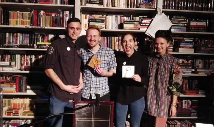 At Katarsis, before my show. (Vlad, me, Rita, Elisaveta.)