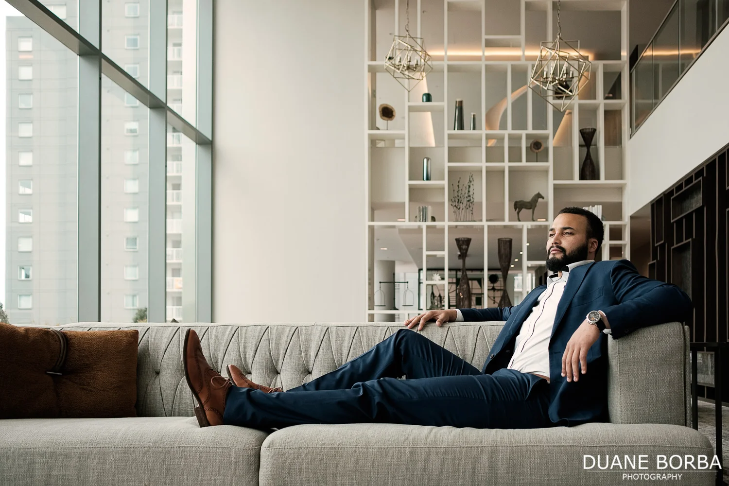 Groom relaxing