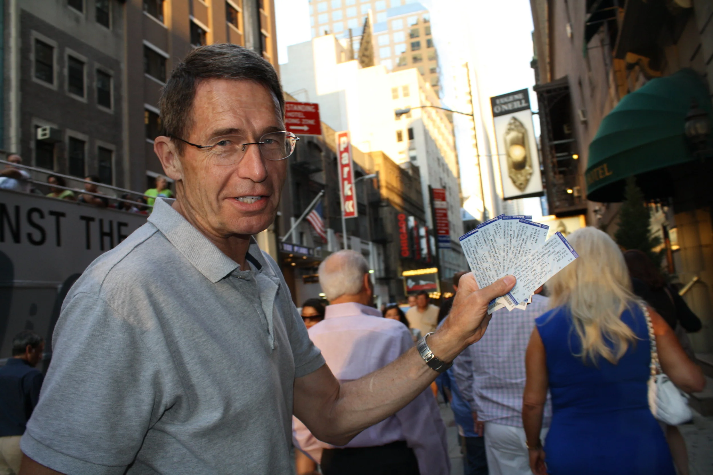 We went to Book of Mormon thanks to this guy (Kris's dad) and his excitement to see the show!