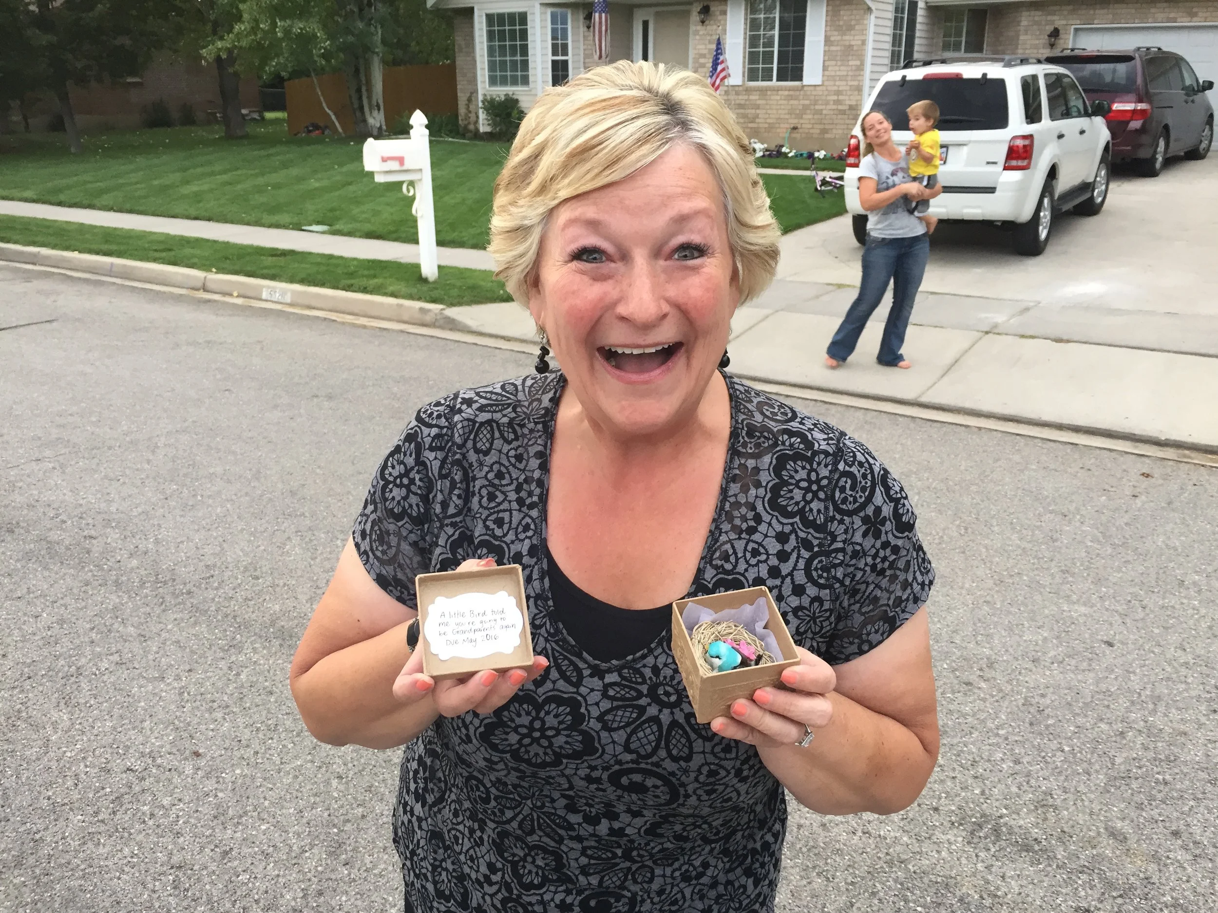 My mom, being so cute and excited for us!