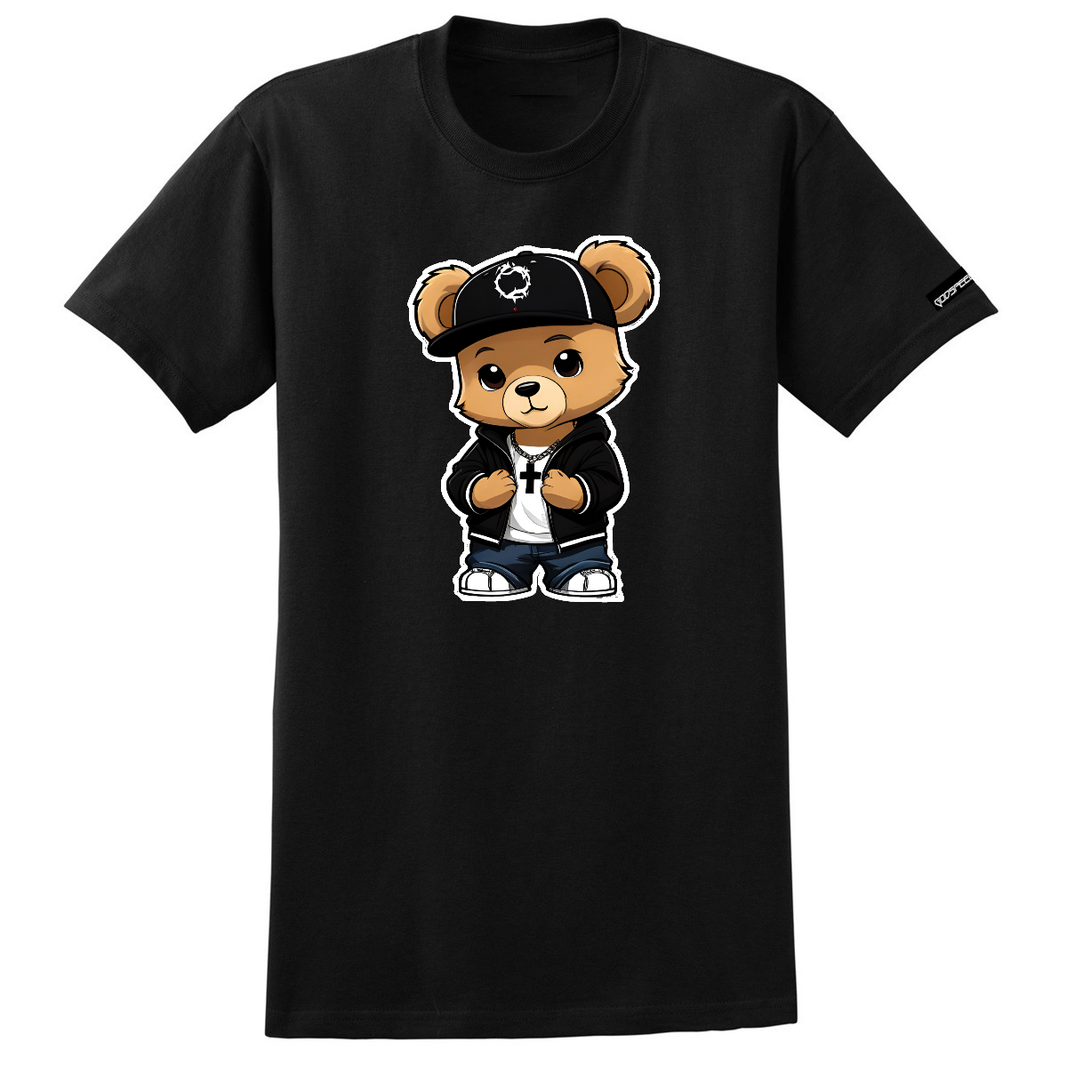 BLACK TEDDY BEAR Black tshirt.png