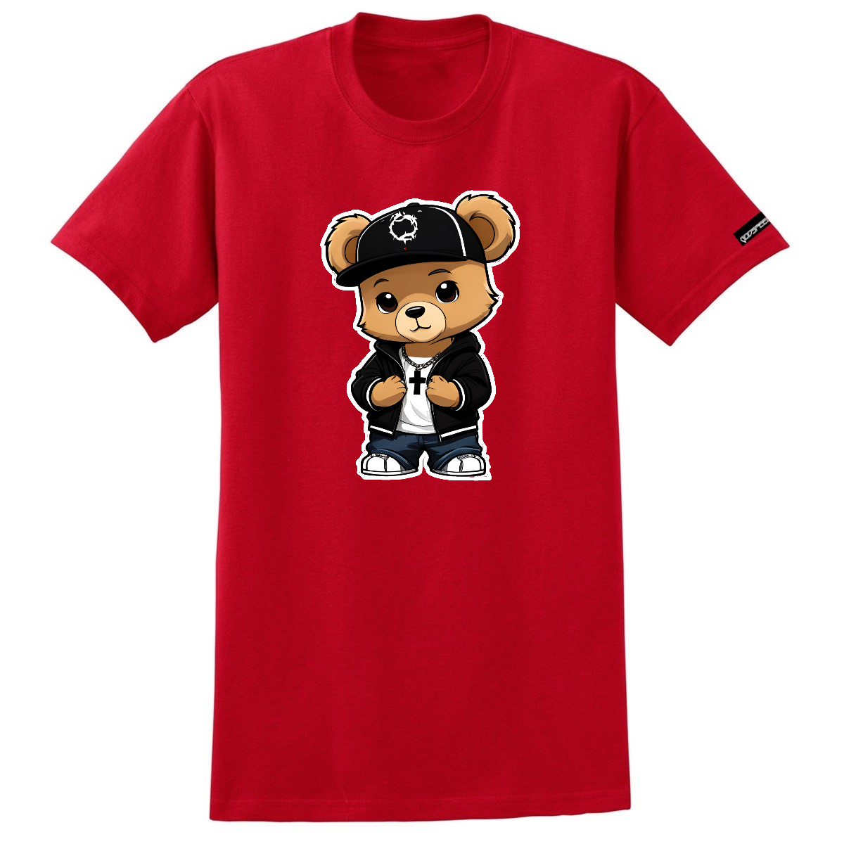 BLACK TEDDY BEAR Red tshirt.png