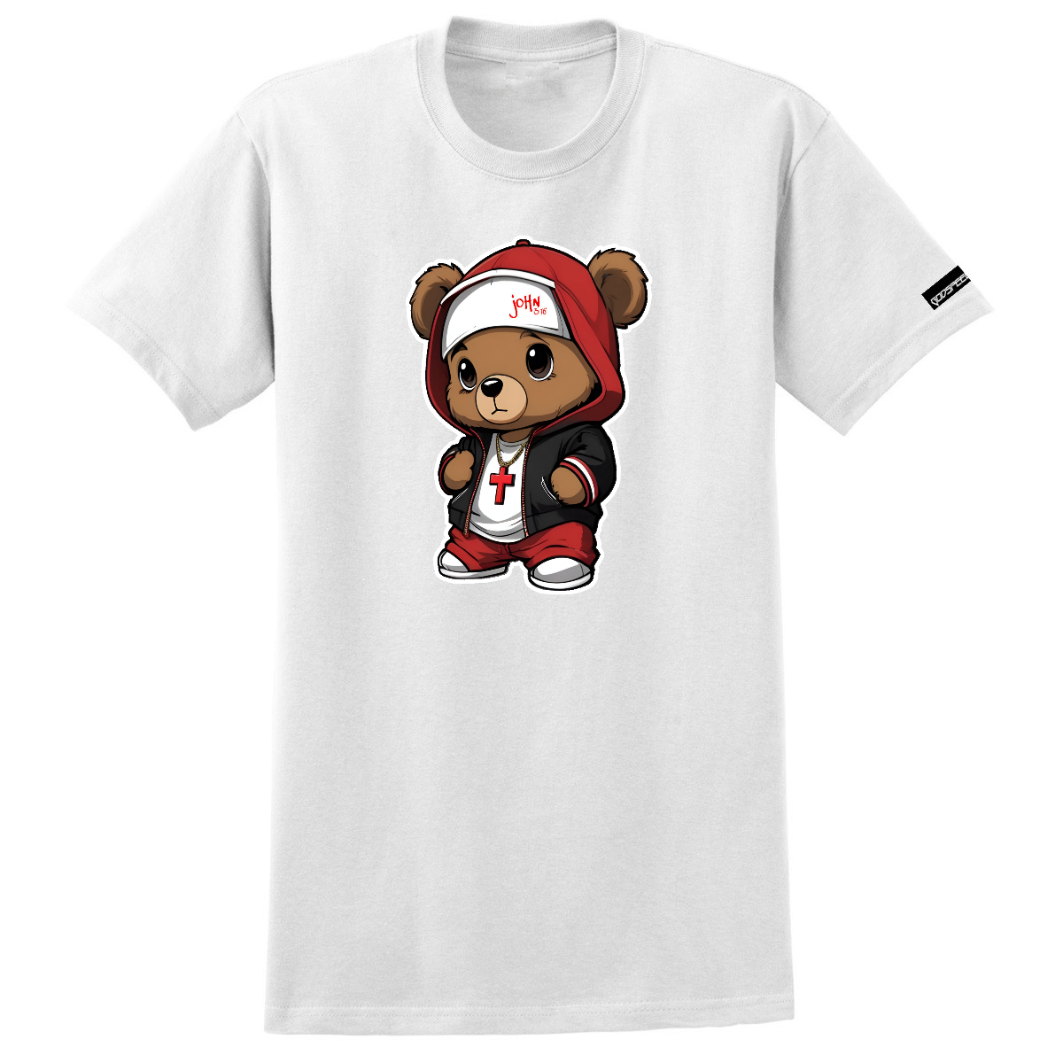 RED TEDDY BEAR White tshirt.png
