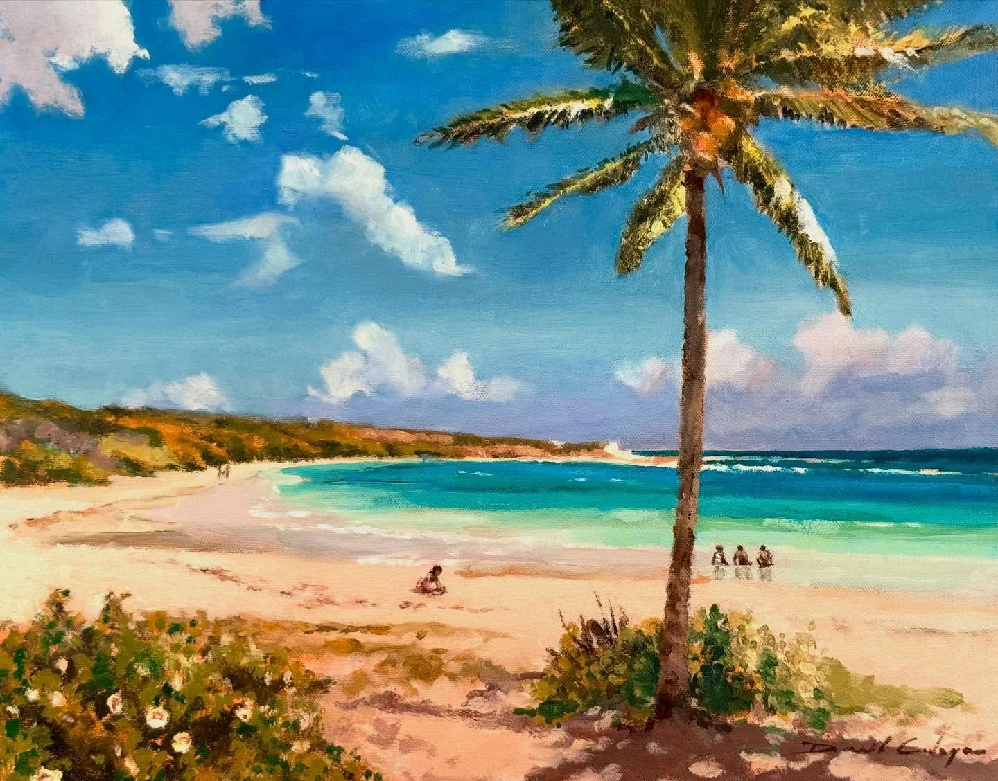 🌴New Work 🌴 by David Cadogan @davidacadogan.  Antigua is known for our white sand beaches and idyllic bays. David has beautifully painted in oil, on canvas, the popular Halfmoon Bay, Galleon beach and Pigeon beach. If you haven&rsquo;t visited thes