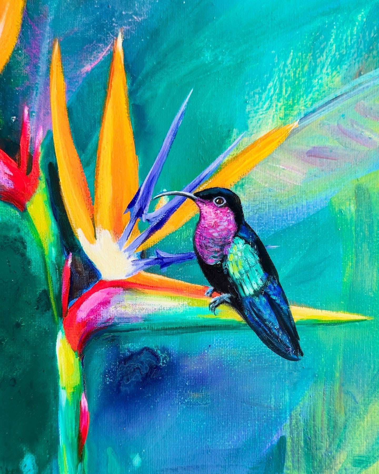 At the gallery they are many hummingbirds inside and outside. Artists Naydene Gonnella, Gilly Gobinet, and Sallie Harker are inspired by their beauty in the gardens at The Fig Tree Studio Art Gallery. #caribbeanart #hummingbirdart #antiguaart #antigu