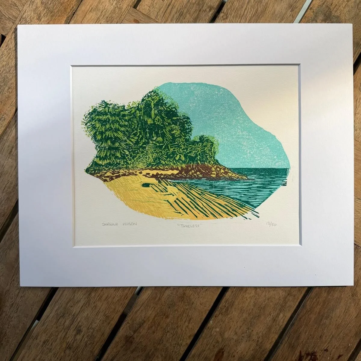 .
This beautiful linocut was made by Shawna Mason, the youngest artist represented @figtreestudioantigua Her most popular piece Titled &ldquo;Timeless&rdquo; captures the Southern coastline at Darkwood Beach.
It brings back memories of nostalgic chil