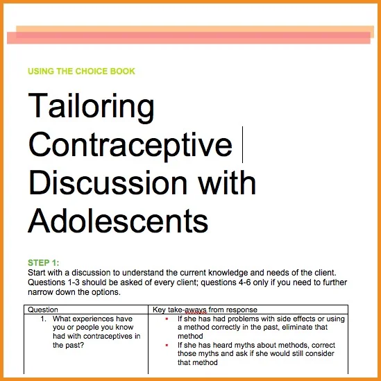 Tailoring Contraceptive Discussion with Adolescents