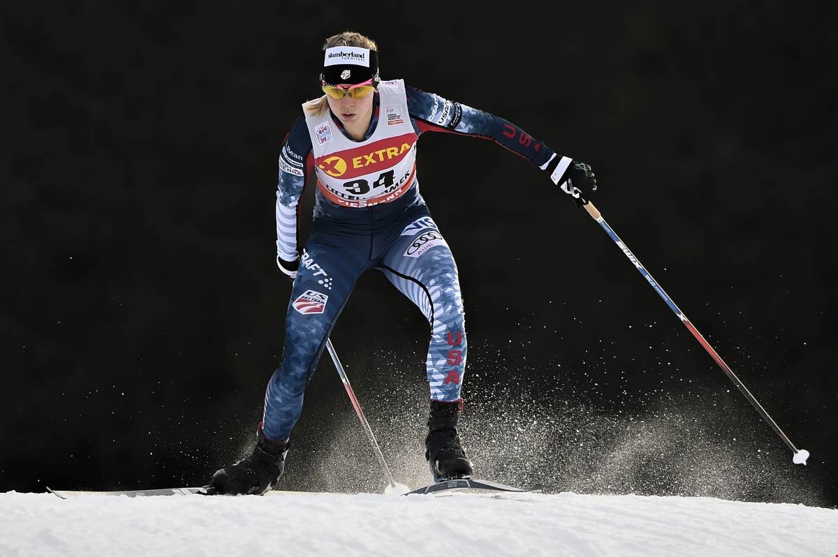 American Jessie Diggins now owns two individual World Cup victories Photo: Nordic Focus | Salomon.