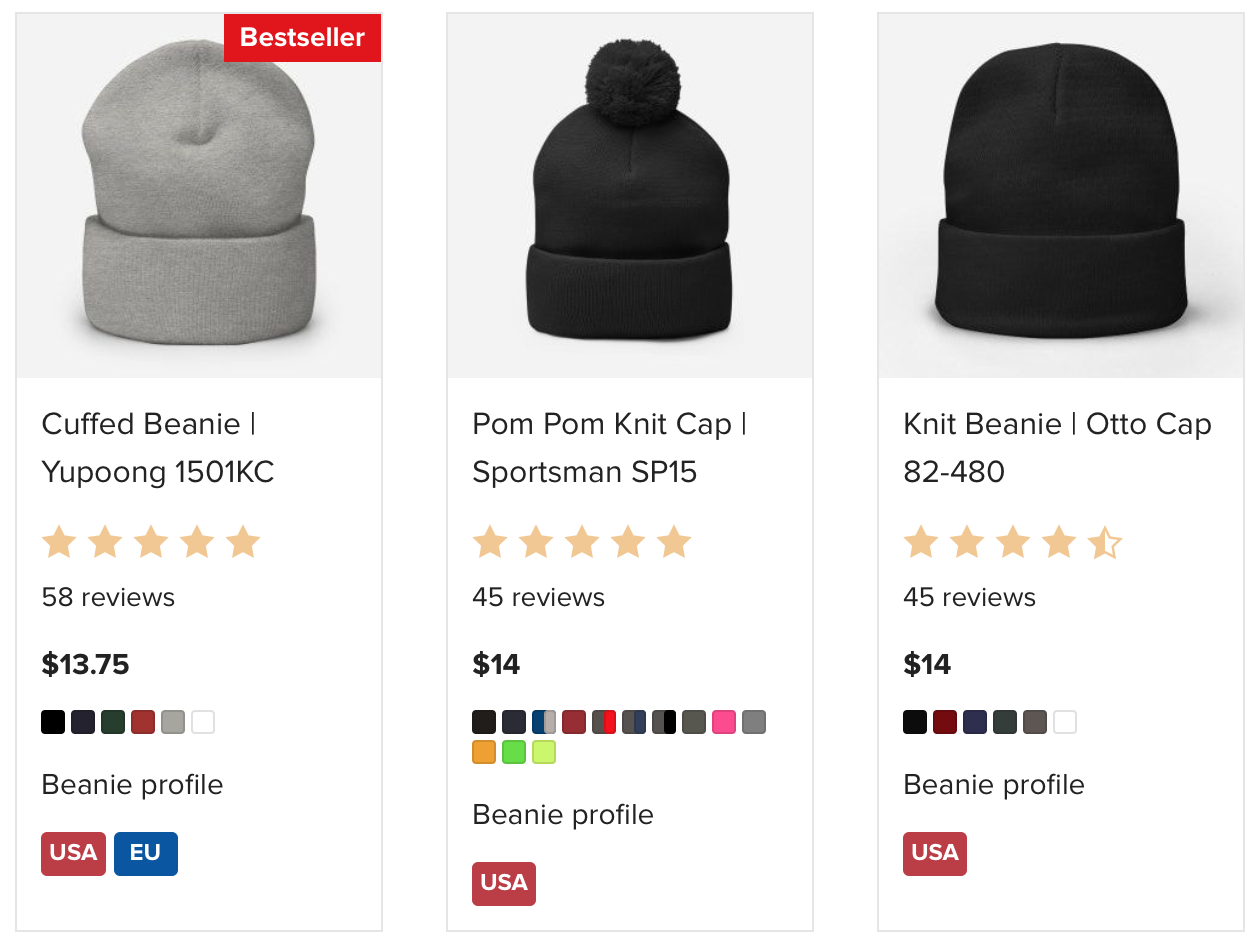 Here are a few options for you to pick from on Printful.