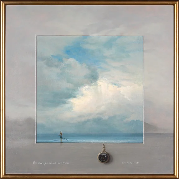 Songs for the Gulf Coast, Hymn oil on canvas & wood, 19" x 19"