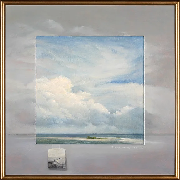 Songs for the Gulf Coast, Barcarolle oil on canvas & wood, 19" x 19"