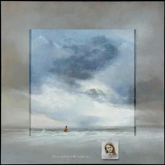 The Restless Sea, oil on canvas & wood, 19" x 19"