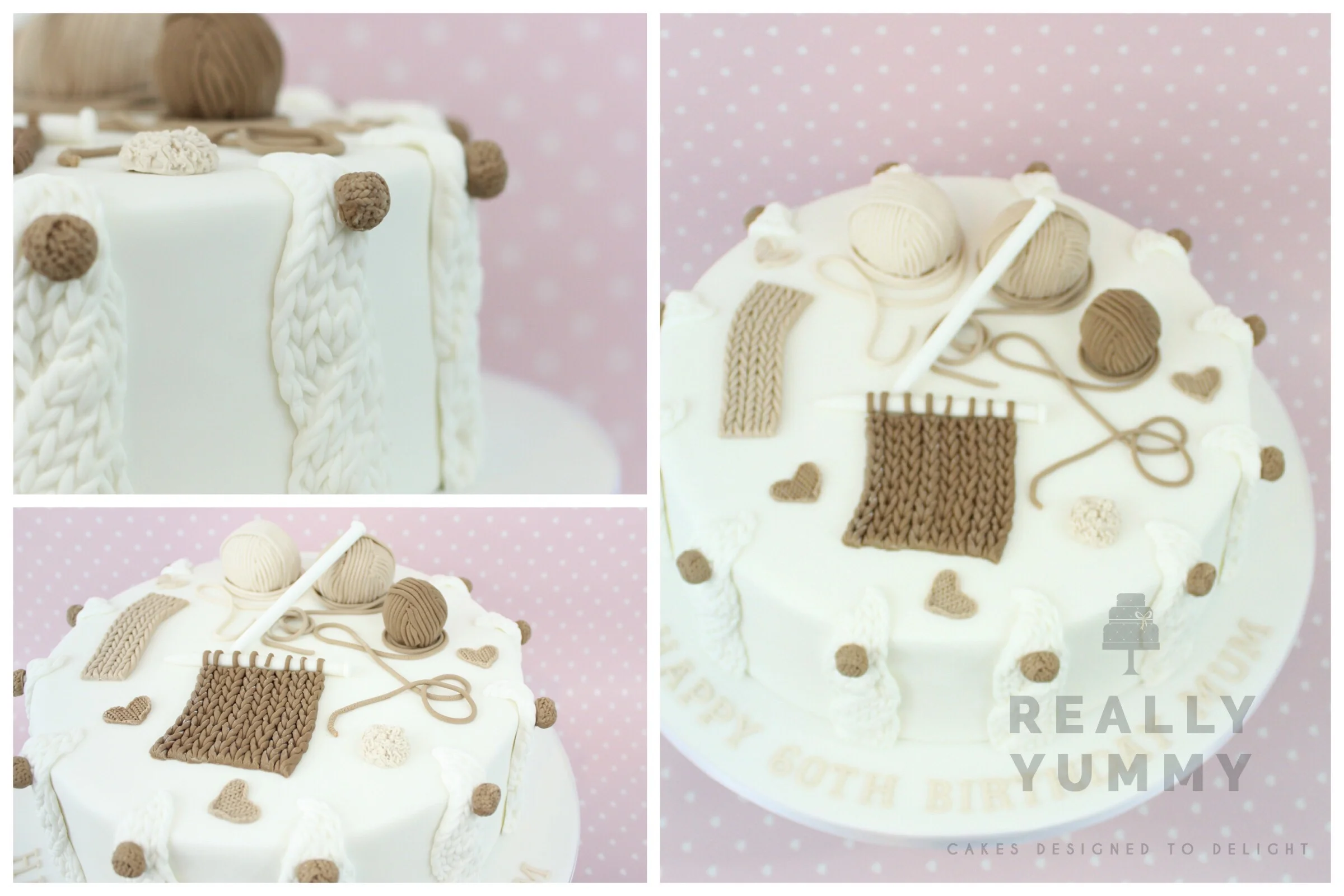 A gorgeous knitting cake, in neutrals