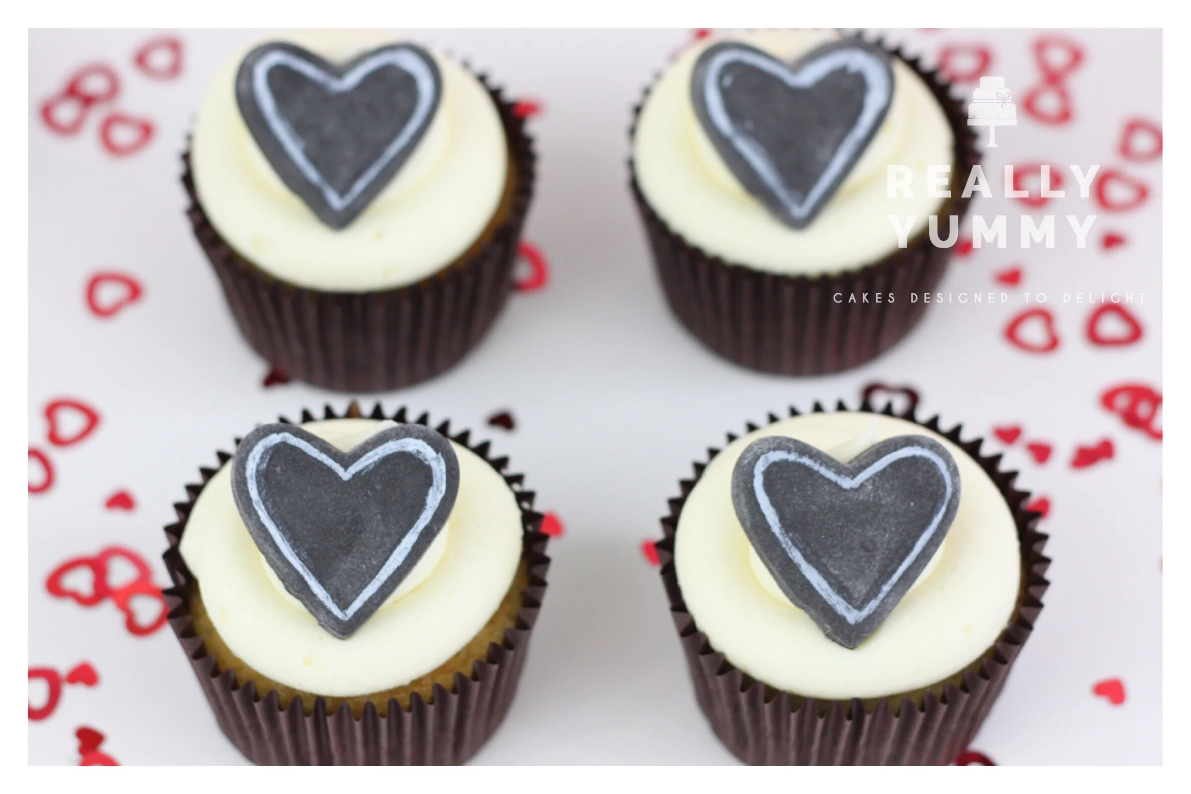 Chalkboard heart cupcakes