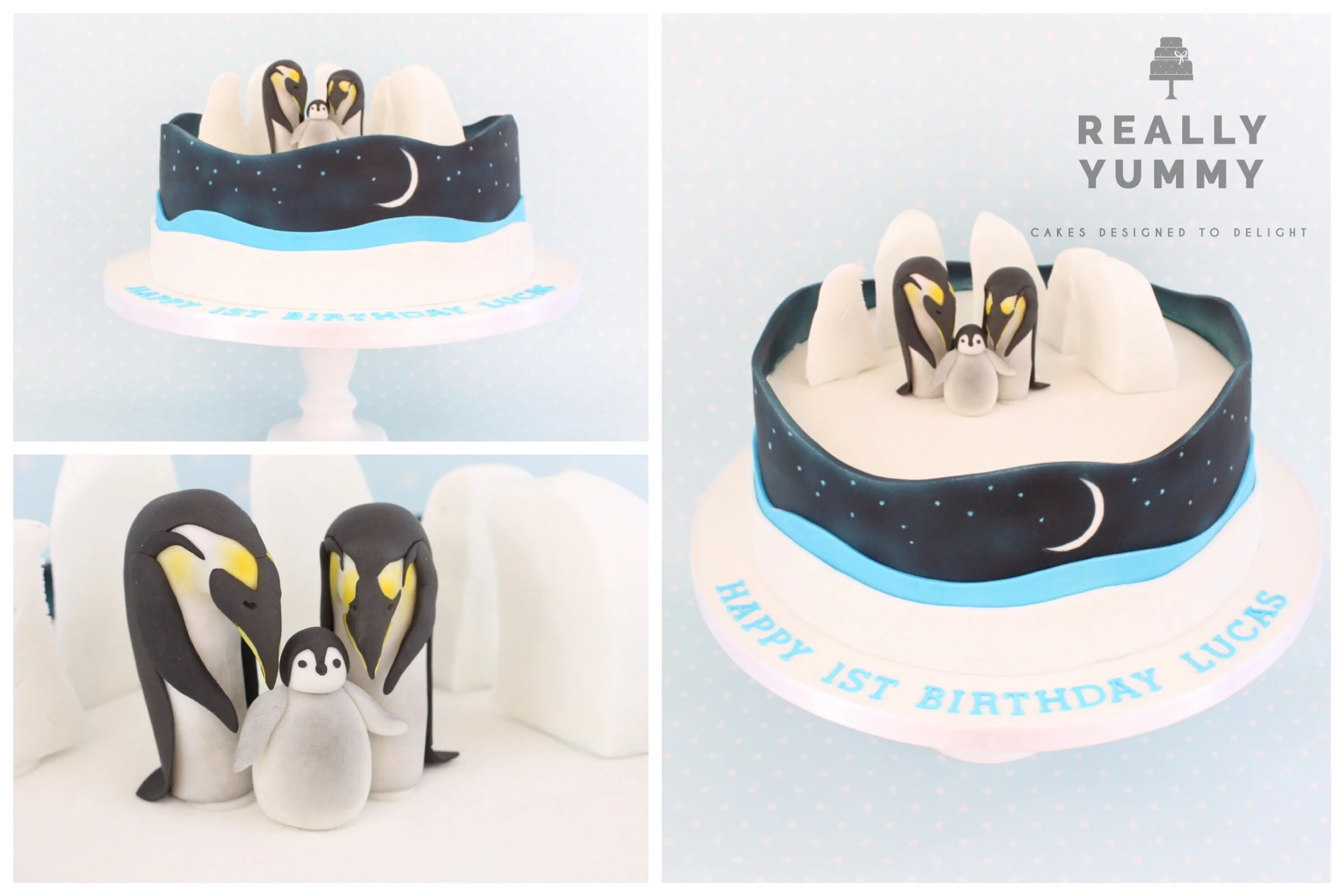 Penguin family cake