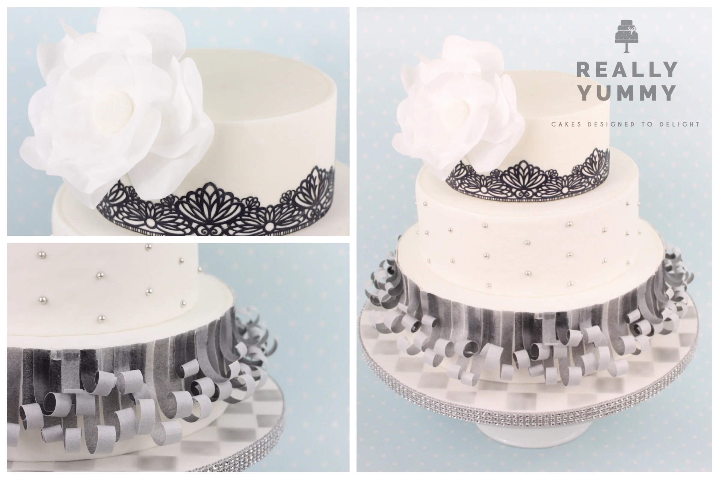 Monochrome cake with sparkle