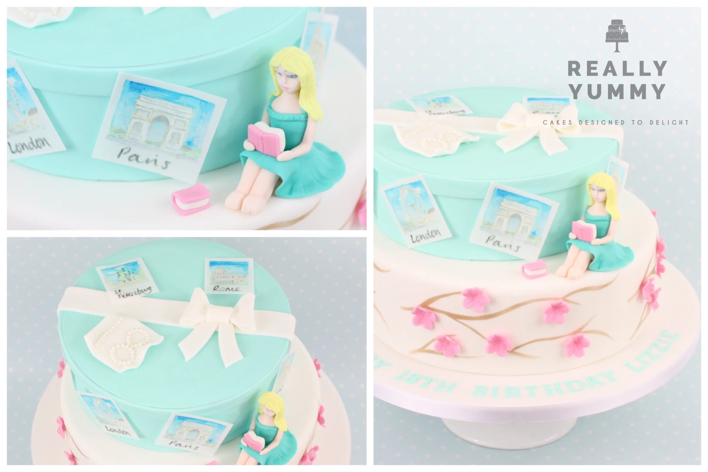 Tiffany, travel and cherry blossom cake