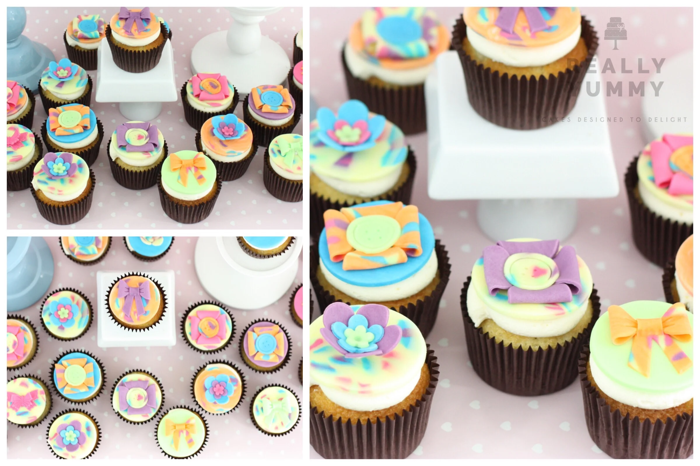 Colourful leopard print cupcakes