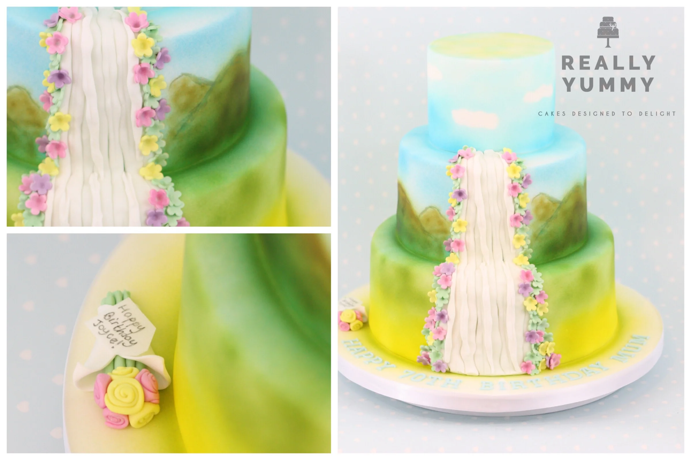 Sunshine and waterfall cake