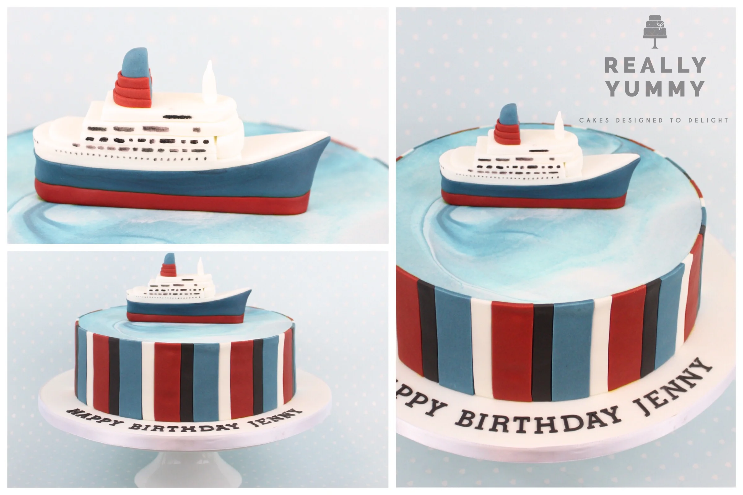 QE2 cake, with co-ordinating stripes