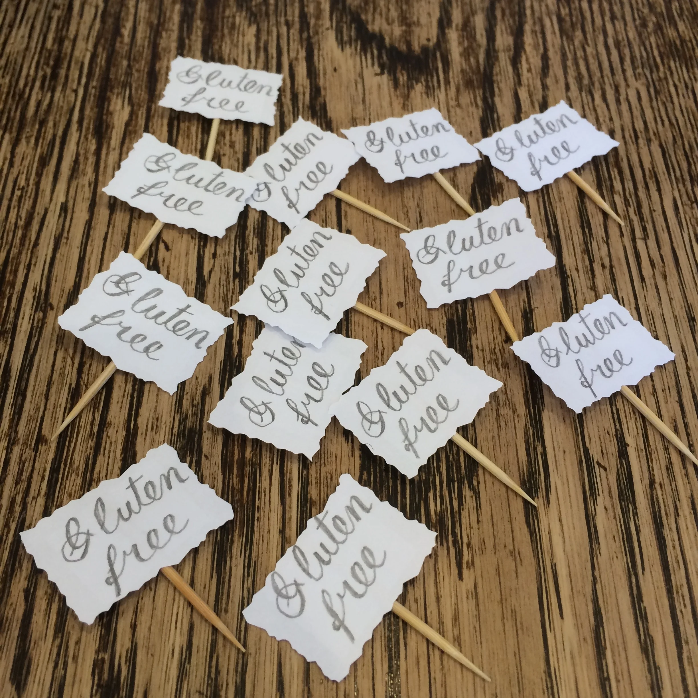 Hand-written cupcake labels