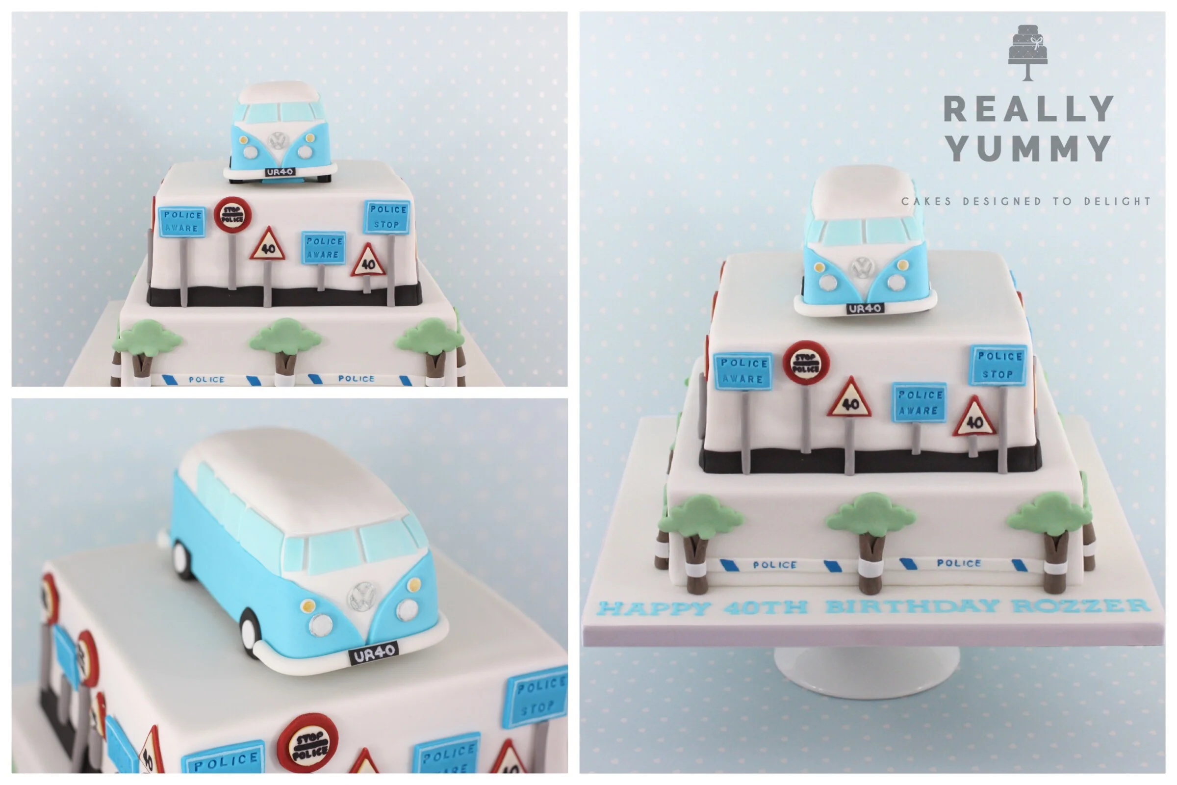 VW Campervan and Police birthday cake