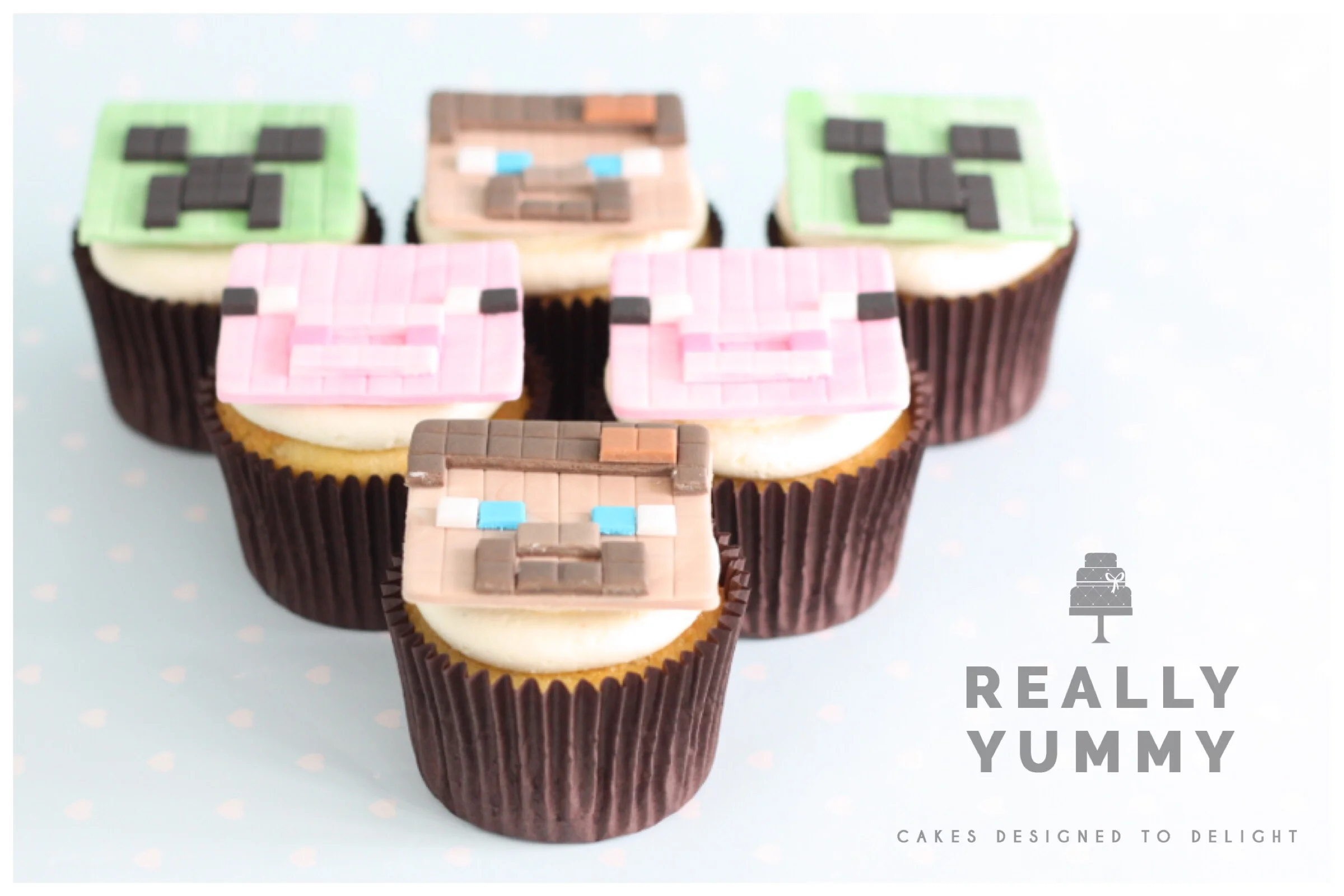 Minecraft cupcakes - Steve, Creeper and Pig