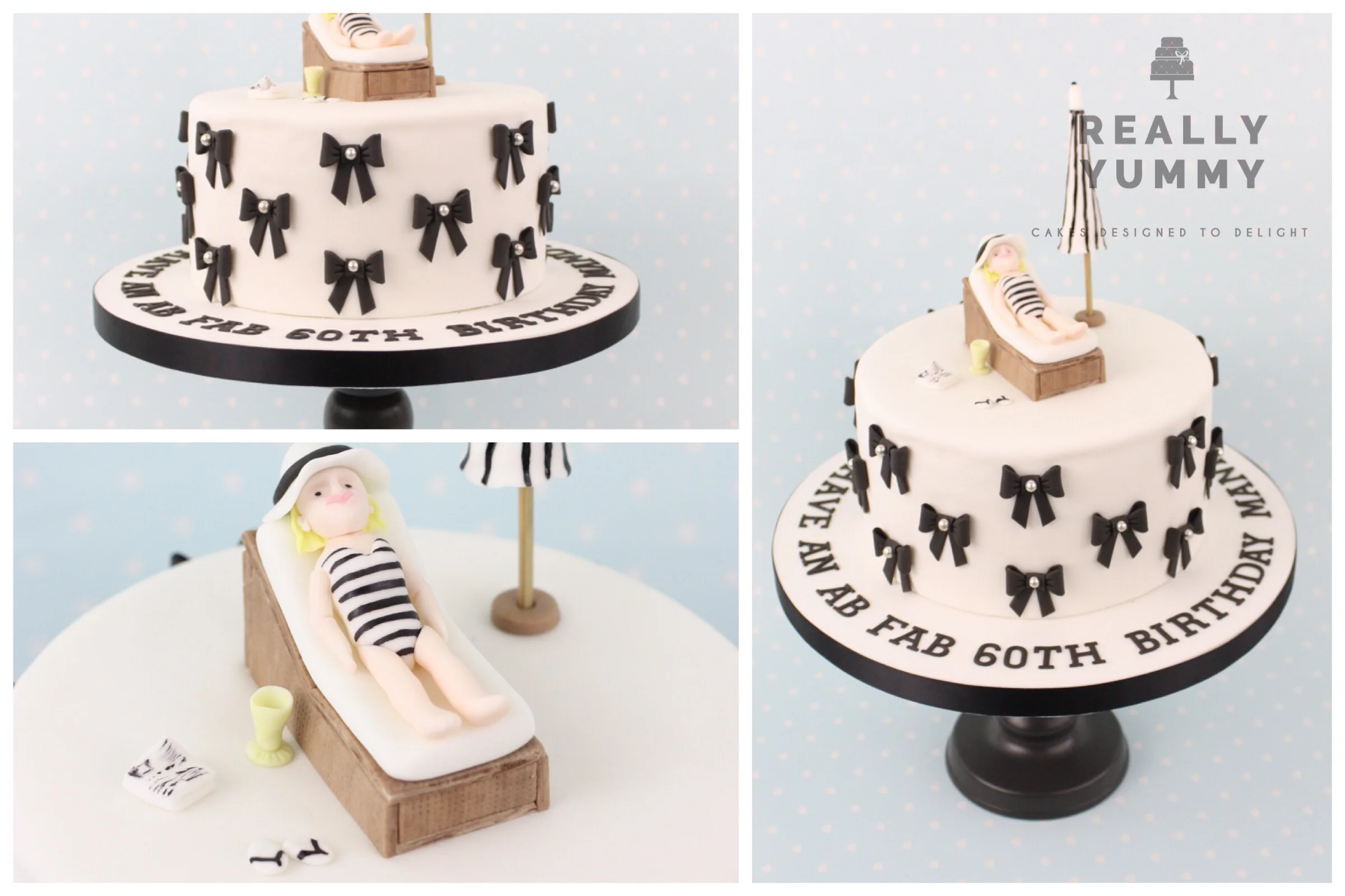 Black and white beach cake