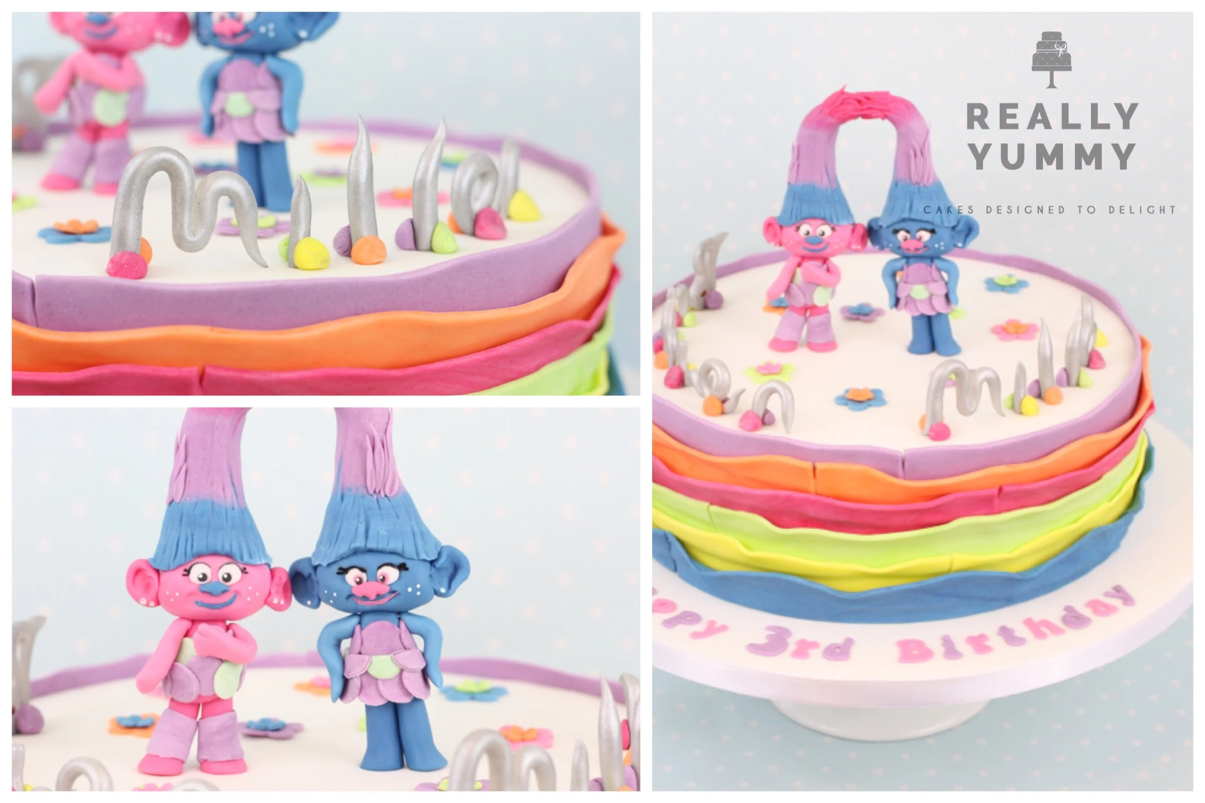Trolls cake, with Twins topper