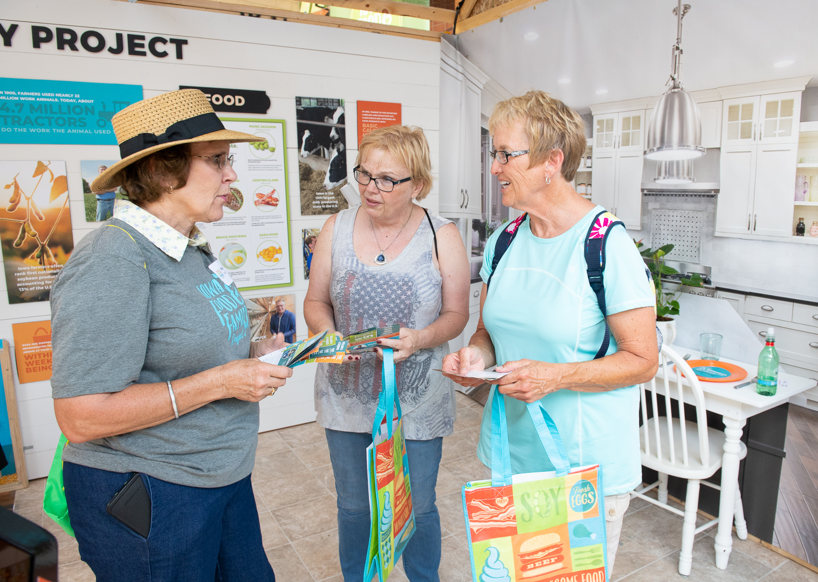 Guests were welcomed into the display to ‘Follow a Farmer’ and learn about Iowa agriculture. Photo credit: Joseph L. Murphy/Iowa Soybean Association