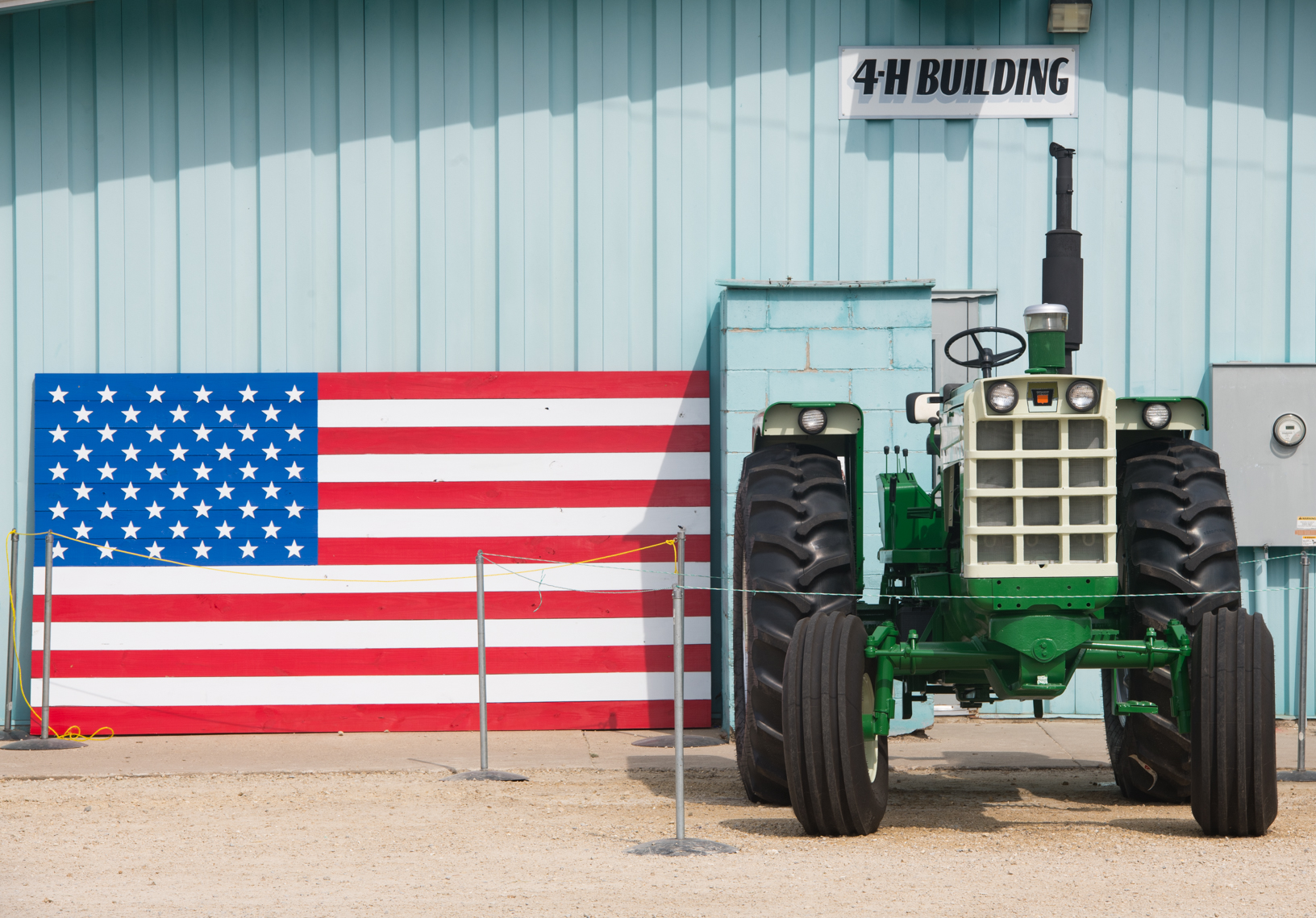An Oliver Tractor on display next to the Stars and Bars at the Bremer County Fair. Photo credit: Joseph L. Murphy, Iowa Soybean Association