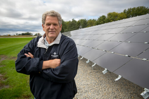  Rick Juchems added solar arrays to his farm in 2019. Photo credit: Joseph L. Murphy/Iowa Soybean Association 