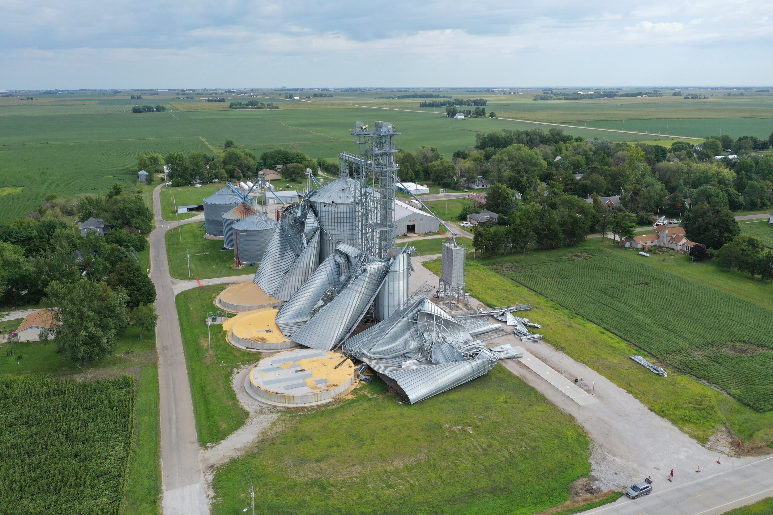  A co-op in Luther received significant damage to its grain storage facility after the August 10 derecho. 