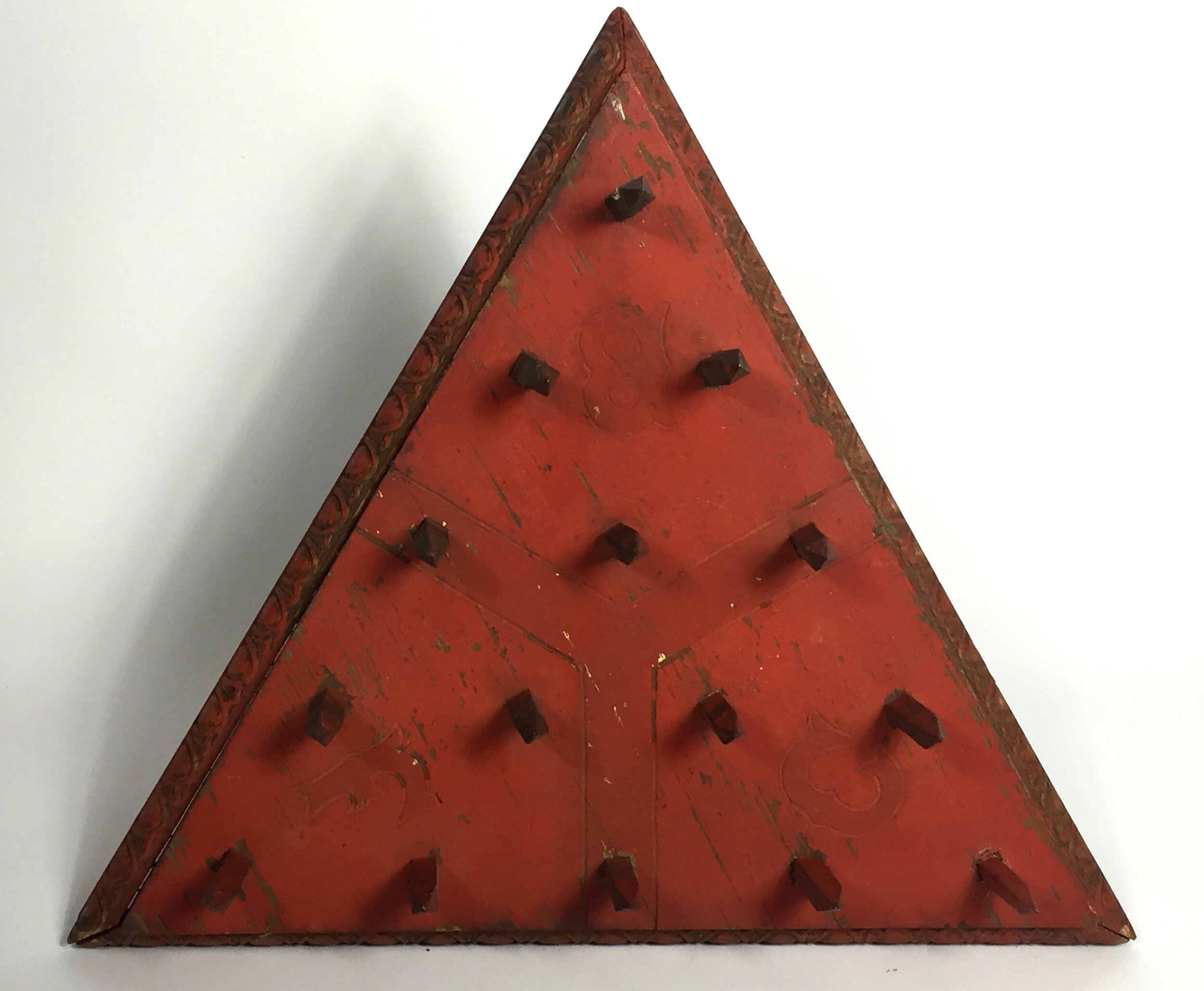  Painted wood with iron spikes, 19"h x 23" x 2.5", early 20th century. 