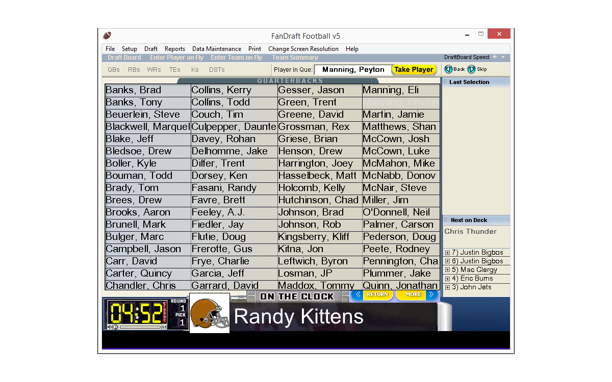 FanDraft Online Fantasy Football Draft Board