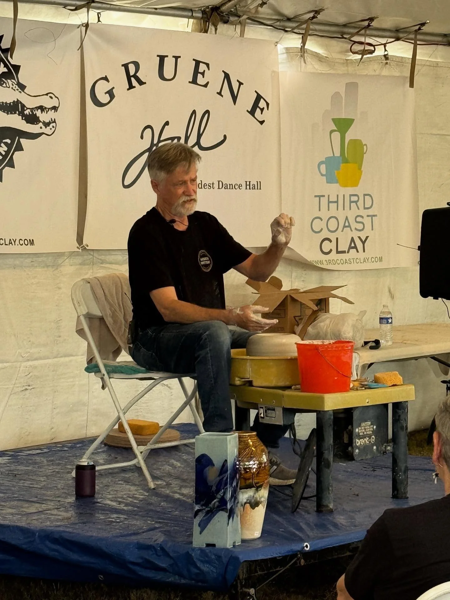 Got to hit up day 1 of @texasclayfestival today… it was AMAZING as always!  Our very own @donbrimberry was at the demo tent today too.  Y’all get on out there tomorrow to see all the incredible clay art and talk to all the wonderful clay