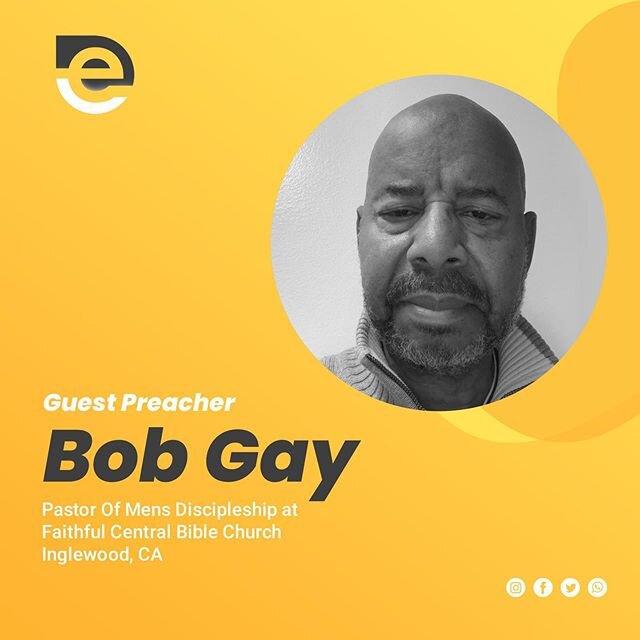 Good morning Church. Pastor Bob Gay is preaching for us this Sunday. He is on EpiphanyLA&rsquo;s board and is the Pastor Of Men's Discipleship at Faithful Central Bible Church in Inglewood, CA. We&rsquo;re super excited to come together again! Can&rs
