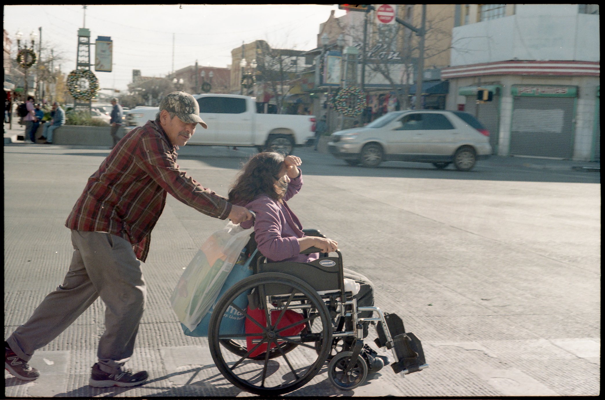 Crosswalk with Wheelchair, El Centro, El Paso TX, December 2021, 