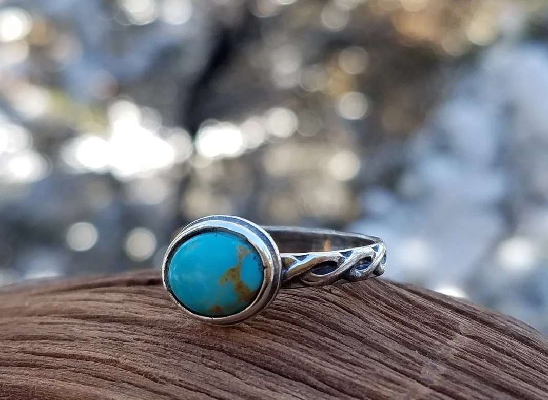 Handcrafted Artisan Jewelry ~ Kingman Turquoise ~ Divine Matrix Band ~ Sterling Silver ~ Size 6.25 ~ Made in California by All Goods From The Woods