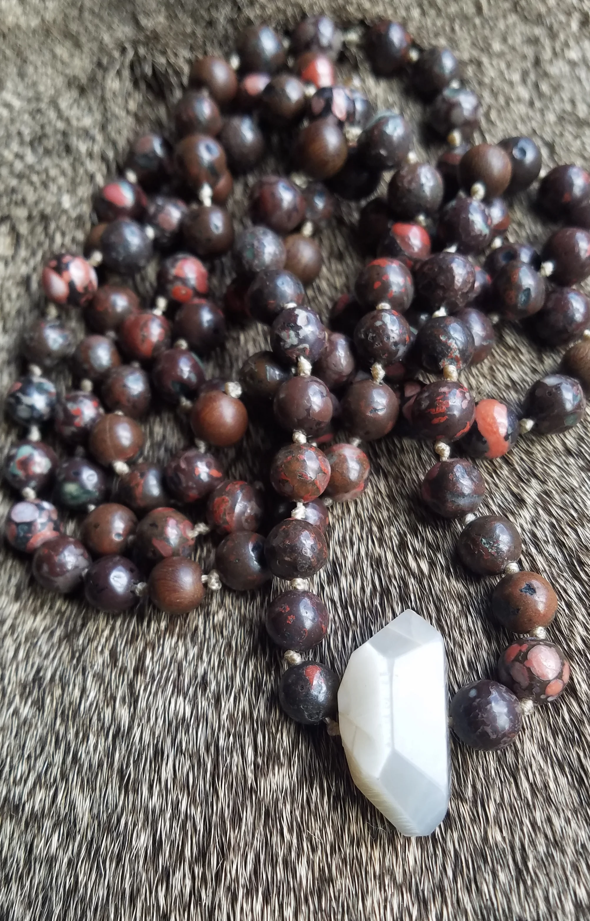 Tigers Eyes and Jasper MALA ~ 108 Beads ~ Strung with Intention for Meditation