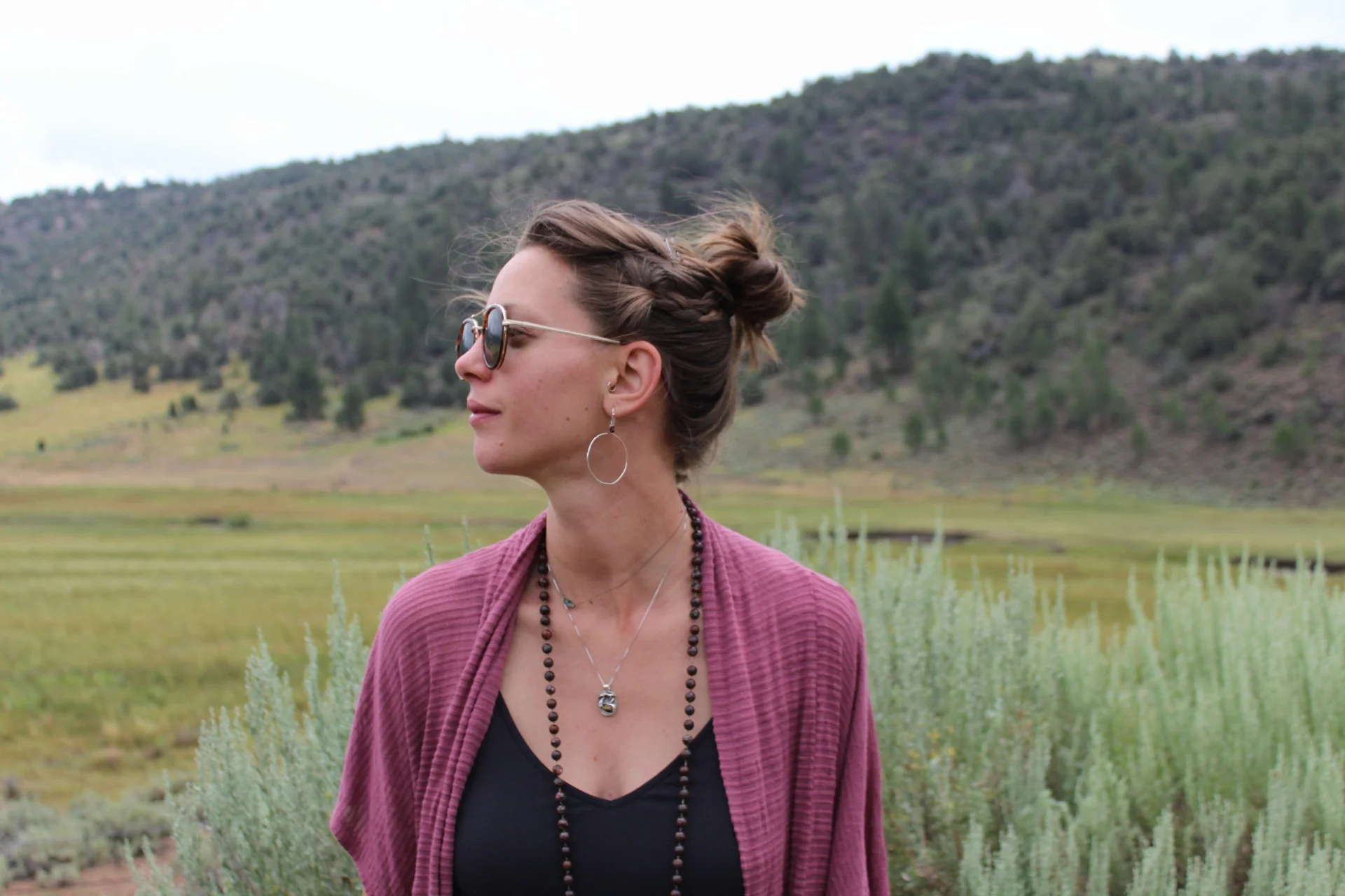 Handcrafted Artisan Jewelry ~ Fire Agate + Genuine Mushroom ~ Sterling Silver Necklace ~ All Goods From The Woods ~ Made in California