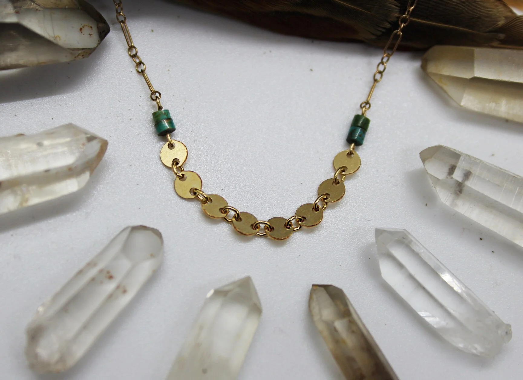 Handcrafted Artisan Jewelry ~ Turquoise Layer Necklace ~ 14k GOLD Filled Necklace ~ All Goods From The Woods ~ Made in California
