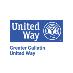 United Way logo with a blue background, white text, and a white hand symbol holding a person figure.