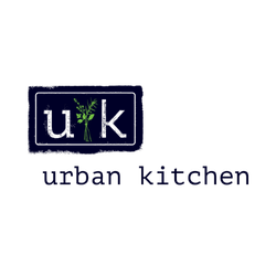 Logo for Urban Kitchen featuring a plant in a pot and text 'URBAN KITCHEN'.