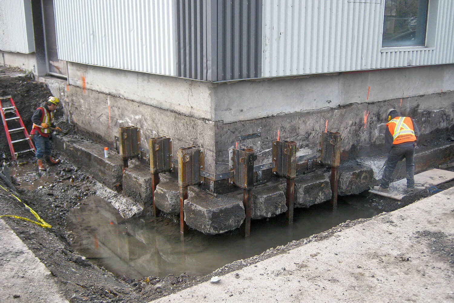 Environmental soil remediation by excavation of industrial site in Dorval.