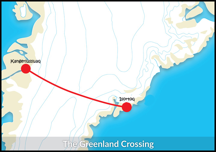 The Classic Greenland Crossing Route.